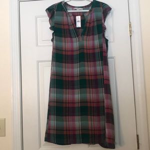 Plaid flutter sleeve dress